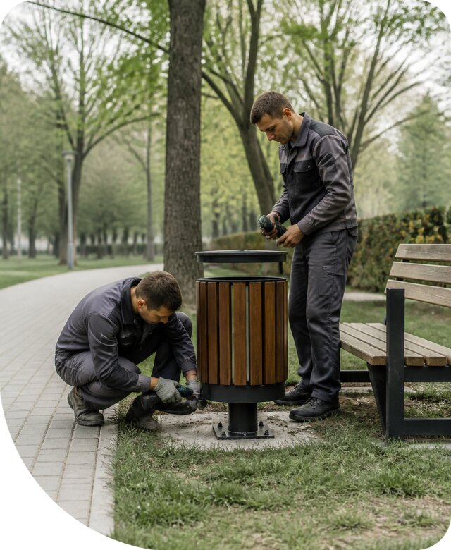 Изготовление и установка парковых урн для благоустройства в Ханты-Мансийске